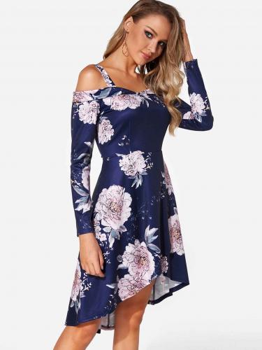 Black Halter Long Sleeve Embroidered Bodycon Sexy Dress